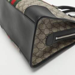 مملوكة مسبقًا Gucci Vintage Web Beige/Black GG Supreme Coated Canvas and Leather Satchel