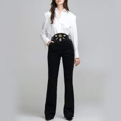 Pre Owned Gucci GG Marmont Crystals Black Matelassé Velvet and Leather Belt Bag