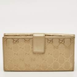 Pre Owned محفظة غوتشي جي جي توينز كانفاس إمبريم ذهبية طويلة