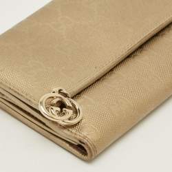 Pre Owned محفظة غوتشي جي جي توينز كانفاس إمبريم ذهبية طويلة