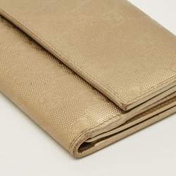 Pre Owned محفظة غوتشي جي جي توينز كانفاس إم بريم ذهبية طويلة