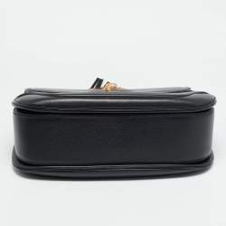 Pre Owned حقيبة غوتشي كبيرة جلد أسود بشراشيب وسعف خيزران جديد يد علوية