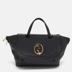 Pre Owned Gucci 1973 Black Leather Top Handle Bag
