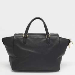 Pre Owned حقيبة يد علوية جلد أسود قوتشي 1973