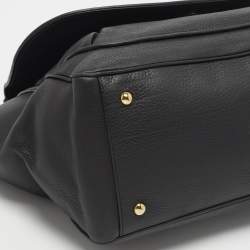 Pre Owned حقيبة يد علوية جلد أسود قوتشي 1973