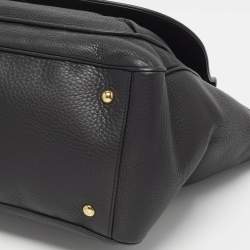 Pre Owned حقيبة يد علوية جلد أسود قوتشي 1973