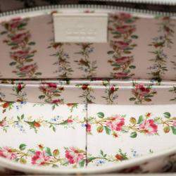 Pre Owned حقيبة غوتشي بامبو يد علوية إطار طباعة جلد عجل أبيض