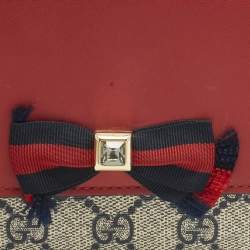 Pre Owned محفظة غوتشي بربطة مرصعة بالكريستال حمراء/زرقاء قماش كانفاس جاي جاي سوبريم وجلدي قارية