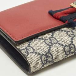Pre Owned محفظة غوتشي بربطة مرصعة بالكريستال حمراء/زرقاء قماش كانفاس جاي جاي سوبريم وجلدي قارية