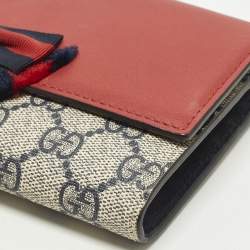Pre Owned محفظة غوتشي بربطة مرصعة بالكريستال حمراء/زرقاء قماش كانفاس جاي جاي سوبريم وجلدي قارية