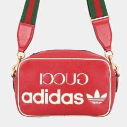 Pre Owned Gucci Red Adidas Small Leather Web Crossbody