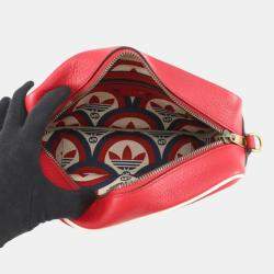 Pre Owned Gucci Red Adidas Small Leather Web Crossbody