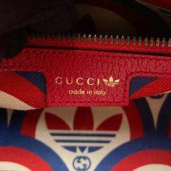 Pre Owned Gucci Red Adidas Small Leather Web Crossbody