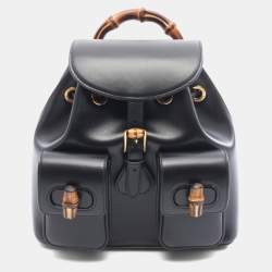 مملوكة مسبقًا Gucci Bamboo Backpack Leather Black