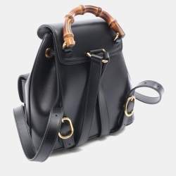 Pre Owned حقيبة ظهر غوتشي جلد بامبو أسود