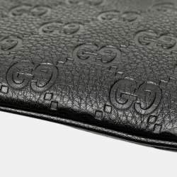 Pre Owned Gucci GG Emblem Medium Chain Handbag/Shoulder Bag Black Leather