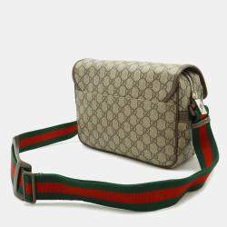 مملوكة مسبقًا حقيبة كتف غوتشي جي جي سوبريم خط شيري بي في سي بيج موكا بني أخضر أحمر
