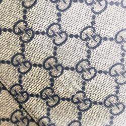 Pre Owned Gucci Logo Print Shoulder Bag/Tote Bag Canvas/Leather Beige/Black