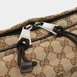 Pre Owned Gucci Gg Canvas Large Sling Bag Body Waist Crossbody Beige Dark Brown
