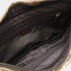 Pre Owned Gucci Gg Canvas Large Sling Bag Body Waist Crossbody Beige Dark Brown