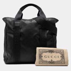 مملوكة مسبقًا Gucci Matte Crystal Gg Tote Bag/Shoulder Bag Black Leather And Nylon