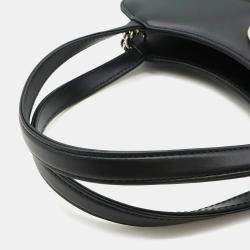 Pre Owned Gucci Petit Gg Tote Bag Shoulder Handbag Leather Black