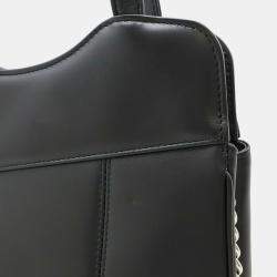 Pre Owned Gucci Petit Gg Tote Bag Shoulder Handbag Leather Black