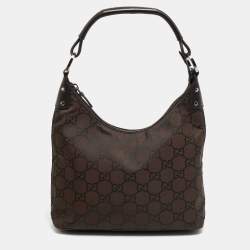 Pre Owned Gucci Dark Brown GG Nylon Hobo