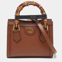 Pre Owned Gucci Diana Mini Brown Leather Tote