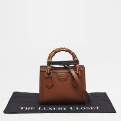 Pre Owned Gucci Diana Mini Brown Leather Tote