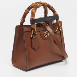 Pre Owned Gucci Diana Mini Brown Leather Tote