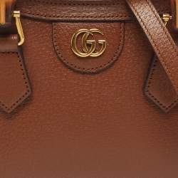 Pre Owned Gucci Diana Mini Brown Leather Tote