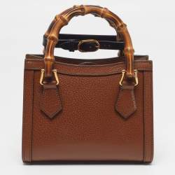 Pre Owned Gucci Diana Mini Brown Leather Tote