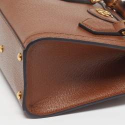 Pre Owned Gucci Diana Mini Brown Leather Tote