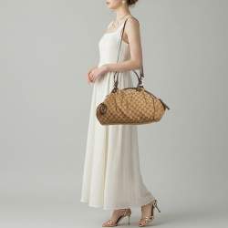 مملوكة مسبقًا Gucci Sukey Medium Dark Brown/Beige GG Canvas Satchel