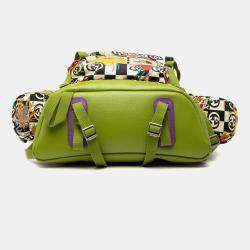 Pre Owned Gucci Green The North Face Floral Multicolor Nylon and Leather Backpack