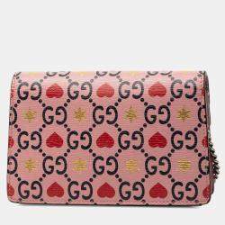 Pre Owned Gucci Pink Red Mini Textured Leather Valentines Day Dionysus Crossbody