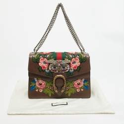 Pre Owned Gucci Owl Embroidered Dionysus Medium GG Supreme Canvas Shoulder Bag