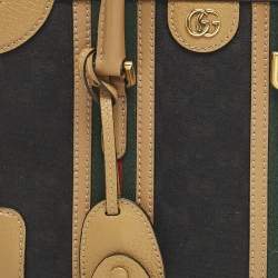 مملوكة مسبقًا حقيبة غوتشي "باوليتو" جلد وقماش جي جي بني/أسود مزينة بشعار دبل جي ويب
