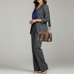 مملوكة مسبقًا حقيبة غوتشي "باوليتو" جلد وقماش جي جي بني/أسود مزينة بشعار دبل جي ويب