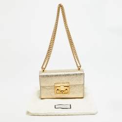 مملوكة مسبقًا Gucci Padlock Small Gold Crinkled Leather Shoulder Bag