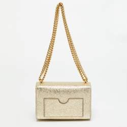 مملوكة مسبقًا Gucci Padlock Small Gold Crinkled Leather Shoulder Bag