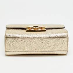 مملوكة مسبقًا Gucci Padlock Small Gold Crinkled Leather Shoulder Bag