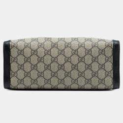 Pre Owned حقيبة قفل GG جوشي سوداء بنية صغيرة سوبر ناعمة