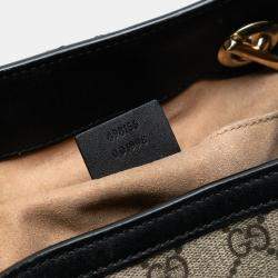 Pre Owned حقيبة قفل GG جوشي سوداء بنية صغيرة سوبر ناعمة