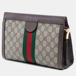 مملوكة مسبقًا Gucci Brown Small GG Supreme Web Ophidia Chain Crossbody