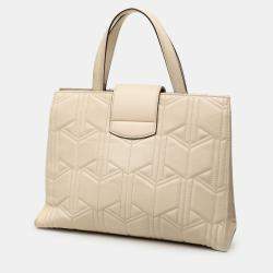 Pre Owned Gucci White Quilted Leather Dionysus Web Satchel