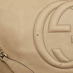 Pre Owned Gucci Soho Chain Large Beige Leather Tote