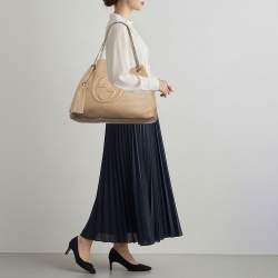 Pre Owned Gucci Soho Chain Large Beige Leather Tote