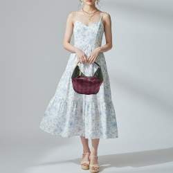 Pre Owned Gucci Glam Green Horsebit Print Satin and Lizard Hobo